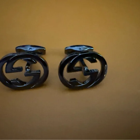 New upcycled Gucci gun metal Black Cufflinks